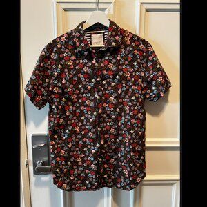 Denim & Flower Ricky Singh Men's Medium Flower Print Short Sleeve Button Up